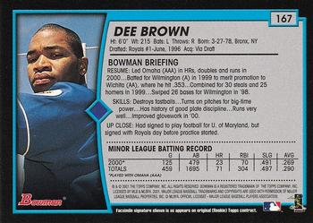 2001 Bowman #167 Dee Brown Back