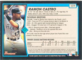 2001 Bowman #177 Ramon Castro Back