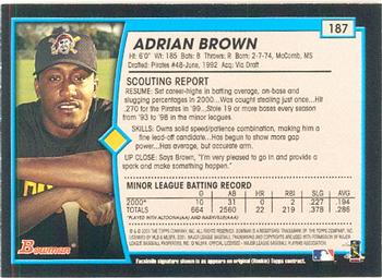 2001 Bowman #187 Adrian Brown Back