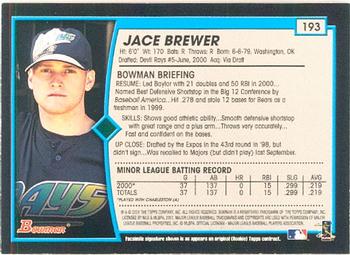 2001 Bowman #193 Jace Brewer Back