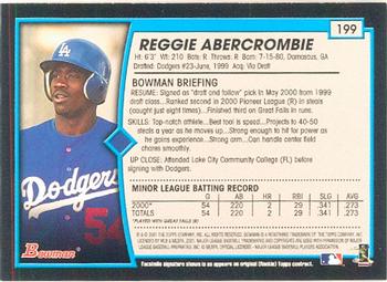 2001 Bowman #199 Reggie Abercrombie Back