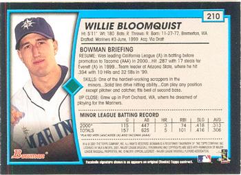 2001 Bowman #210 Willie Bloomquist Back