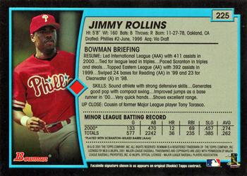 2001 Bowman #225 Jimmy Rollins Back
