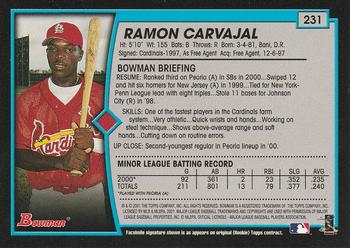 2001 Bowman #231 Ramon Carvajal Back