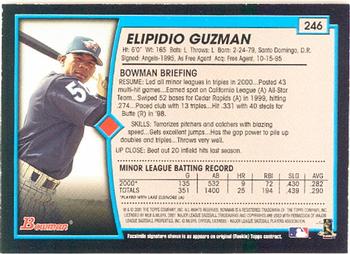 2001 Bowman #246 Elpidio Guzman Back