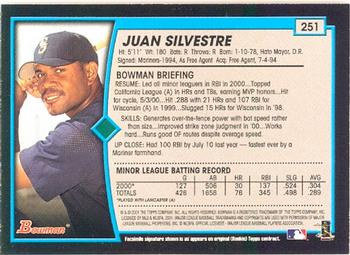 2001 Bowman #251 Juan Silvestre Back