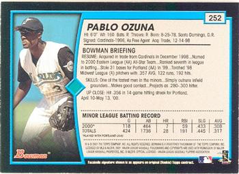 2001 Bowman #252 Pablo Ozuna Back