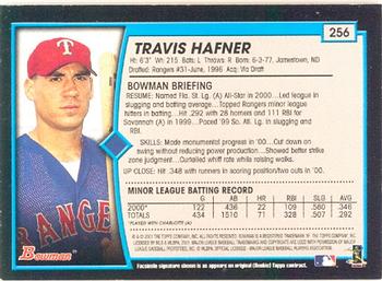 2001 Bowman #256 Travis Hafner Back