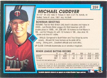 2001 Bowman #259 Michael Cuddyer Back