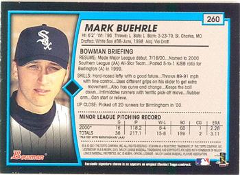 2001 Bowman #260 Mark Buehrle Back