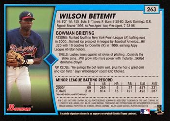2001 Bowman #263 Wilson Betemit Back