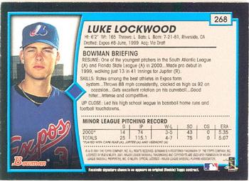 2001 Bowman #268 Luke Lockwood Back