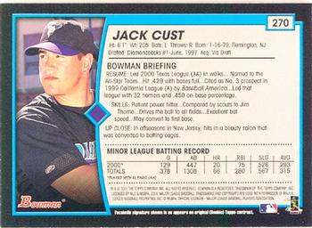 2001 Bowman #270 Jack Cust Back