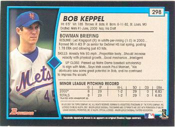 2001 Bowman #298 Bob Keppel Back