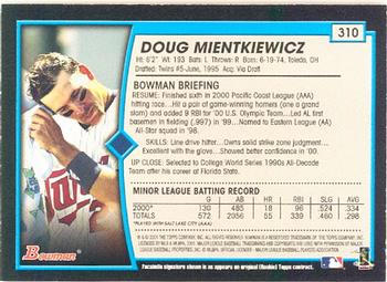 2001 Bowman #310 Doug Mientkiewicz Back