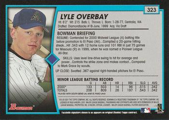 2001 Bowman #323 Lyle Overbay Back