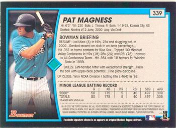 2001 Bowman #339 Pat Magness Back