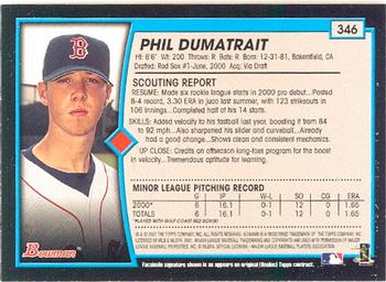 2001 Bowman #346 Phil Dumatrait Back