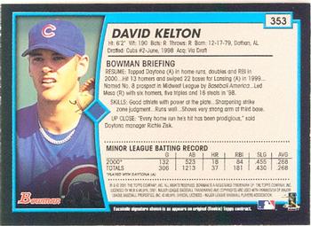 2001 Bowman #353 David Kelton Back