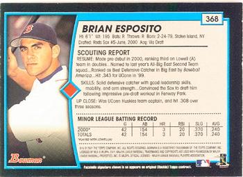 2001 Bowman #368 Brian Esposito Back