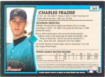 2001 Bowman #369 Charles Frazier Back