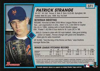 2001 Bowman #371 Patrick Strange Back