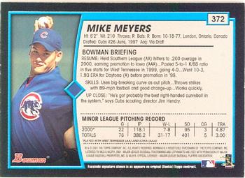 2001 Bowman #372 Mike Meyers Back