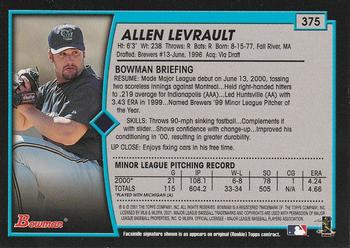 2001 Bowman #375 Allen Levrault Back