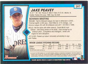 2001 Bowman #397 Jake Peavy Back