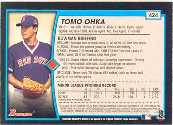 2001 Bowman #424 Tomo Ohka Back