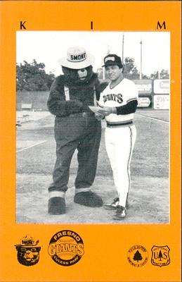 1985 Fresno Giants Smokey #1 Wendell Kim Front
