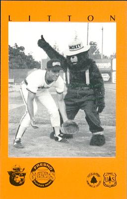 1985 Fresno Giants Smokey #12 Greg Litton Front