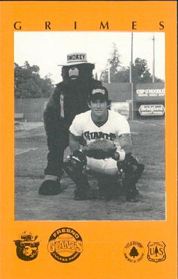 1985 Fresno Giants Smokey #14 John Grimes Front