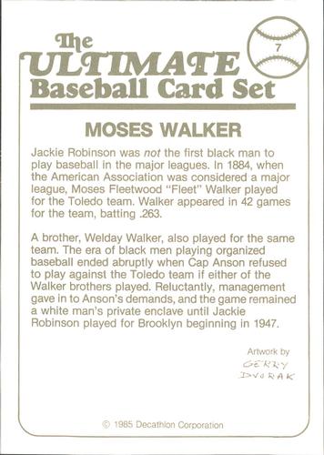 1985 Decathlon Ultimate Baseball Card Set #7 Moses Walker Back