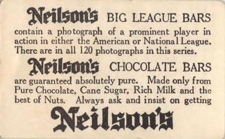 1922 Neilson's Chocolate V61 Type 1 #3 Tom Zachary Back