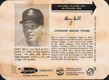 1962 Sugardale Wieners Cleveland Indians #2 Gary Bell Front