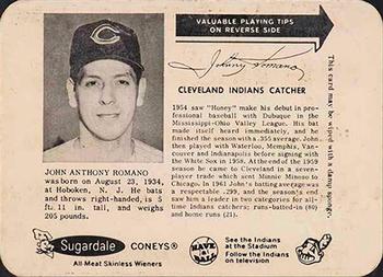 1962 Sugardale Wieners Cleveland Indians #7 John Romano Front