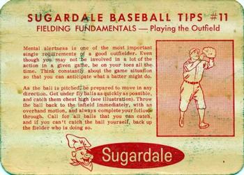 1962 Sugardale Wieners Cleveland Indians #11 Willie Kirkland Back