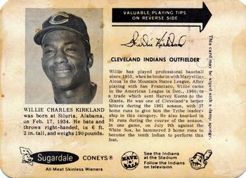 1962 Sugardale Wieners Cleveland Indians #11 Willie Kirkland Front