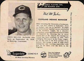 1962 Sugardale Wieners Cleveland Indians #18 Mel McGaha Front