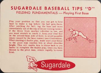 1962 Sugardale Wieners Cleveland Indians #D Dick Stuart Back