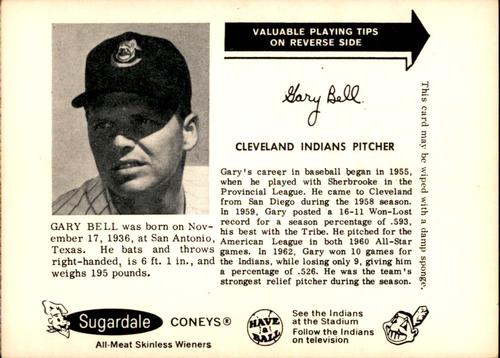 1963 Sugardale Wieners Cleveland Indians #2 Gary Bell Front