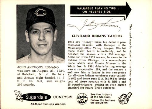 1963 Sugardale Wieners Cleveland Indians #7 John Romano Front