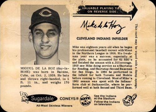 1963 Sugardale Wieners Cleveland Indians #8 Mike de la Hoz Front
