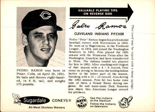 1963 Sugardale Wieners Cleveland Indians #19 Pedro Ramos Front