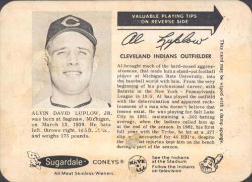 1963 Sugardale Wieners Cleveland Indians #20 Al Luplow Front