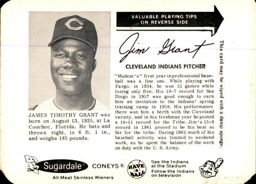 1963 Sugardale Wieners Cleveland Indians #23 Jim Grant Front