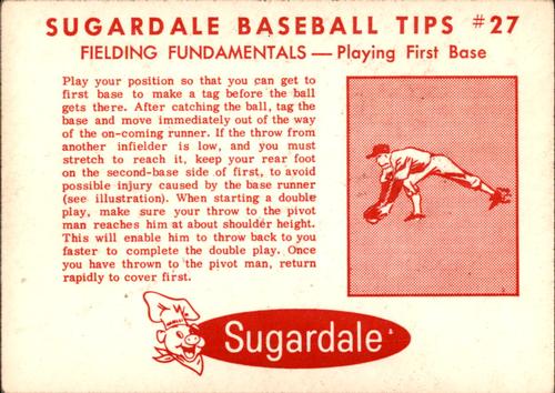 1963 Sugardale Wieners Cleveland Indians #27 Fred Whitfield Back