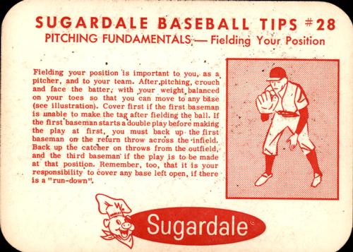 1963 Sugardale Wieners Cleveland Indians #28 Jack Kralick Back