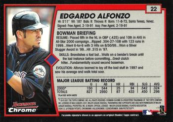 2001 Bowman Chrome #22 Edgardo Alfonzo Back